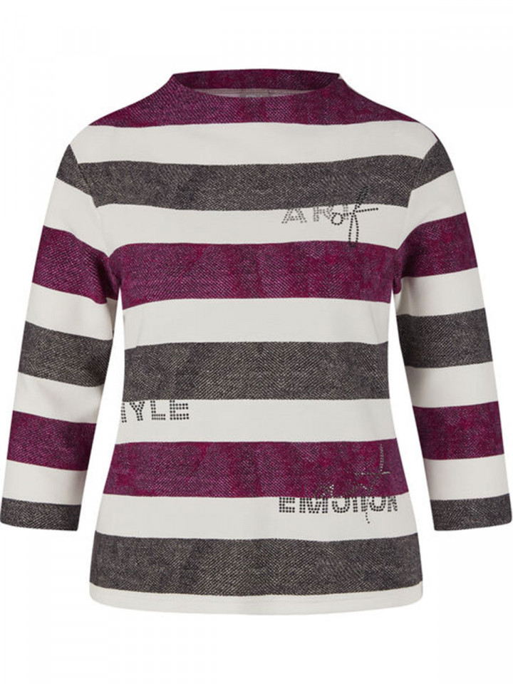 Strukturerad trikåtopp lila/grå med strass från Rabe