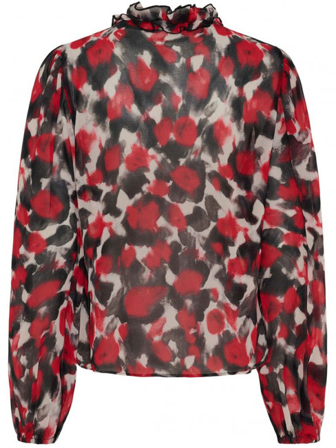 Chiffongblus Vibse Red abstraction röd från Isay 2