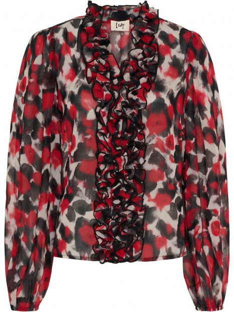 Chiffongblus Vibse Red abstraction röd från Isay