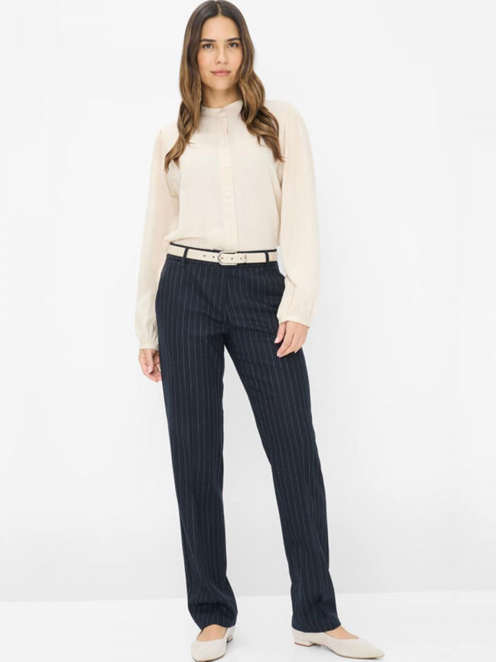 Maron kritstrecksrandig marin ull...