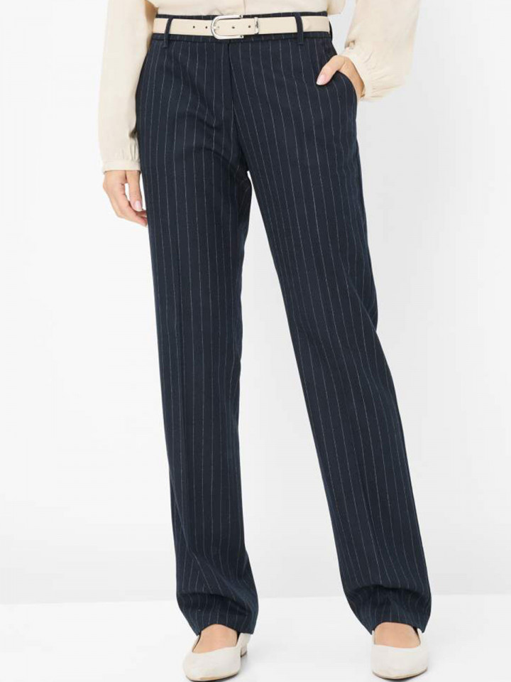 Maron kritstrecksrandig marin ullmix från Brax