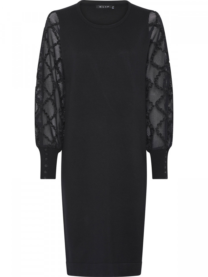 Finstickad klänning med dekor svart från Micha