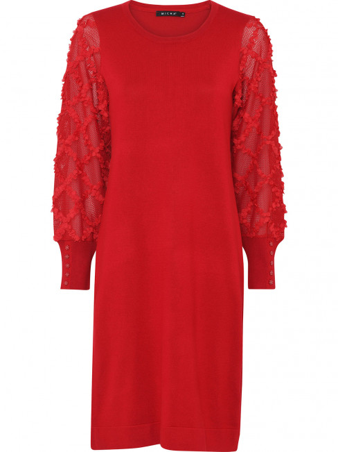 Finstickad klänning med dekor röd från Micha