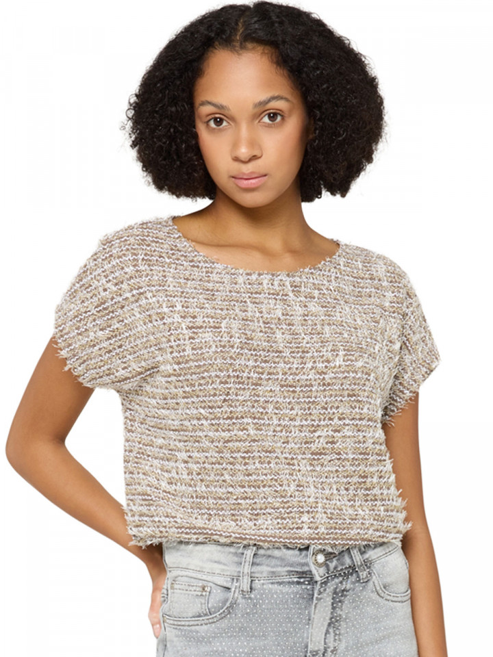 Stickad topp oliv/guld/silver från...