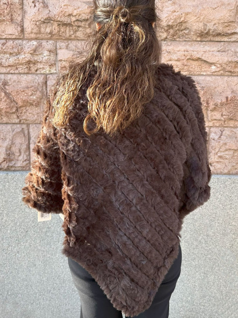 Poncho i fuskpäls espresso