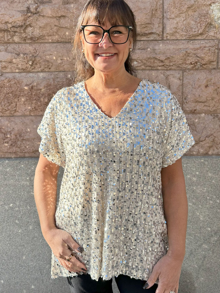 Discotopp silver med paljetter