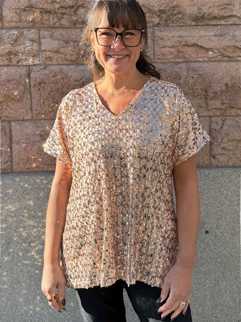 Discotopp guld med paljetter