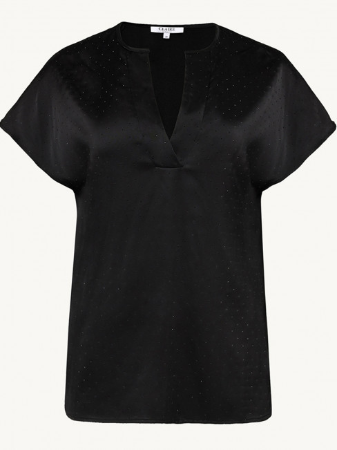 Satinblus med svarta stenar från Claire