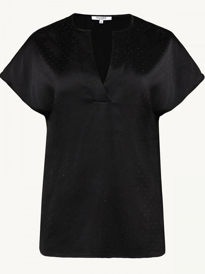 Satinblus med svarta stenar från Claire