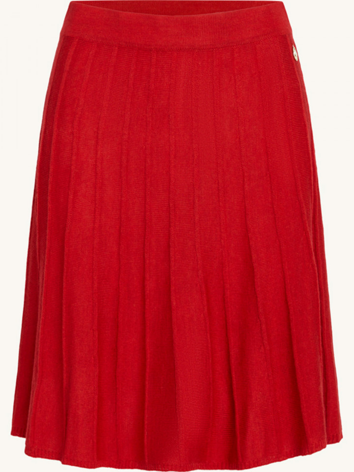 Fintstickad kjol med veck röd från...