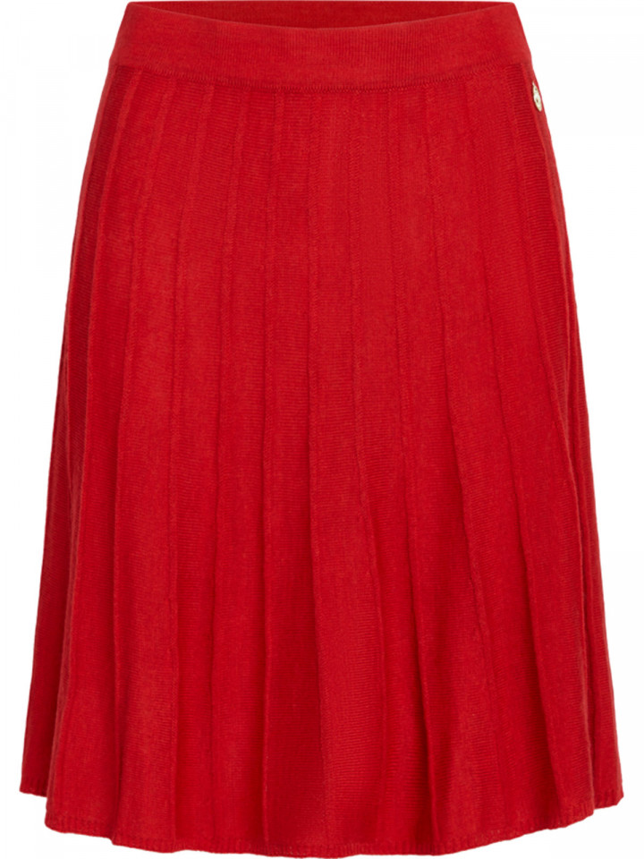 Fintstickad kjol med veck röd från Claire