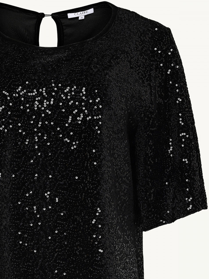Stretchig paljettopp svart från Claire