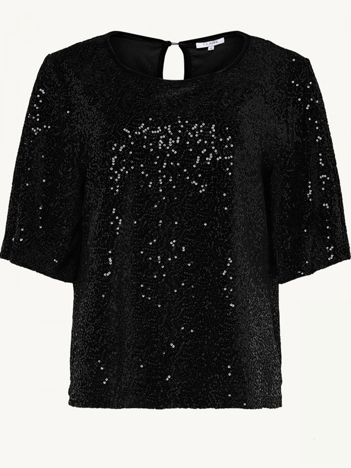 Stretchig paljettopp svart från Claire