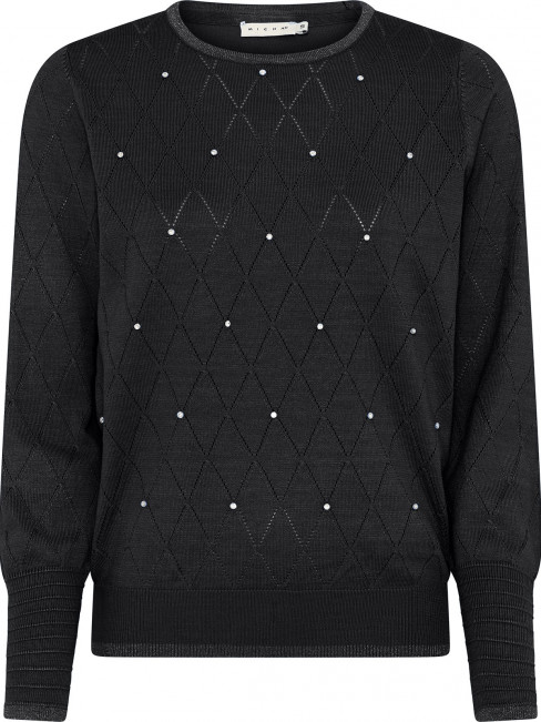 Finstickad tröja med strass svart från Micha