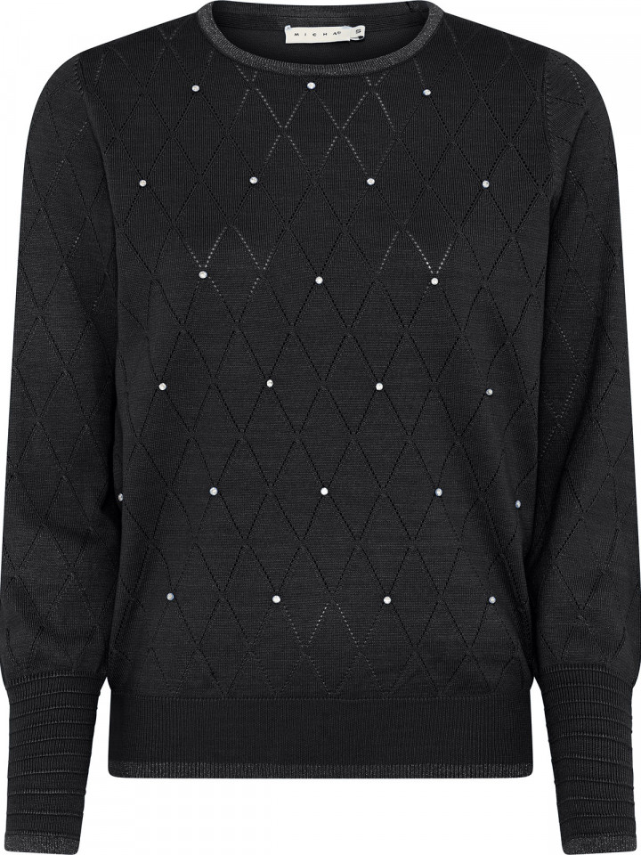 Finstickad tröja med strass svart från Micha