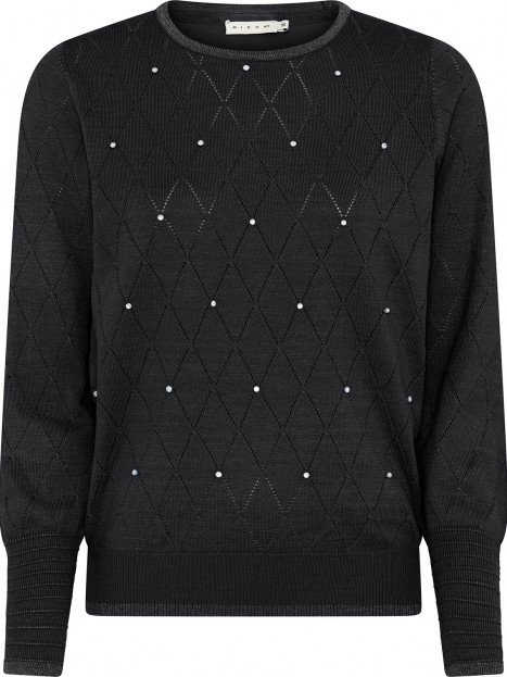 Finstickad tröja med strass svart från Micha