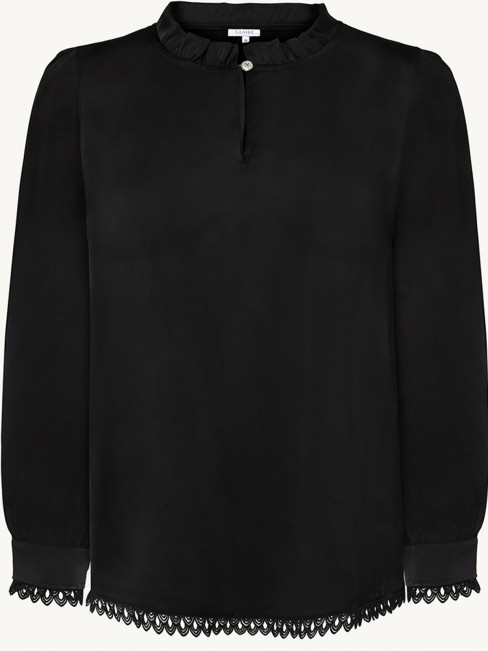 Satinblus svart med strassknappar från Claire