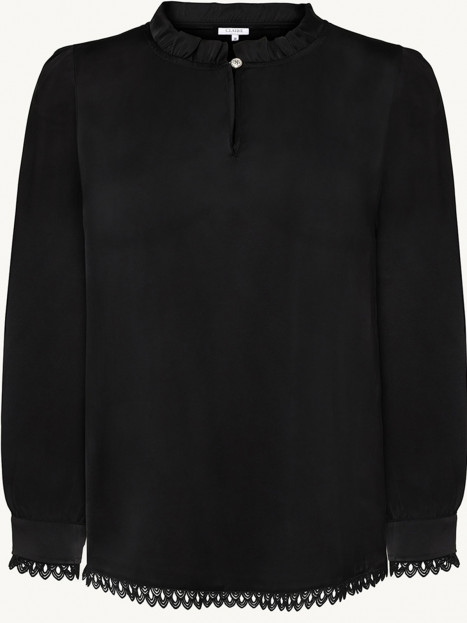 Satinblus svart med strassknappar från Claire