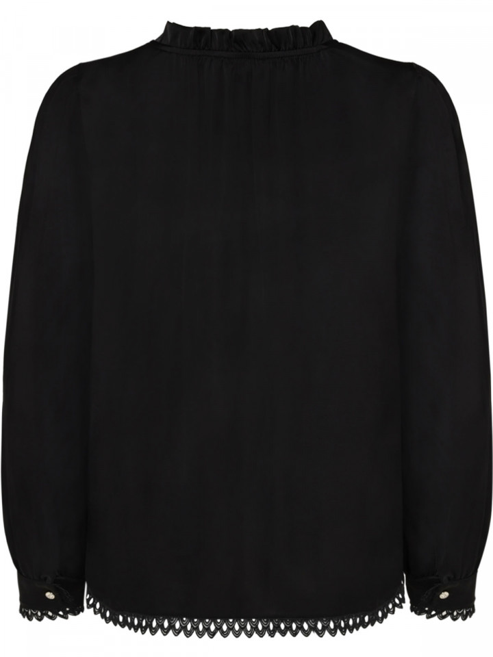 Satinblus svart med strassknappar...