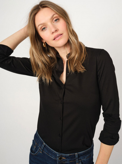 Trikåskjorta Tina svart från Mos Mosh