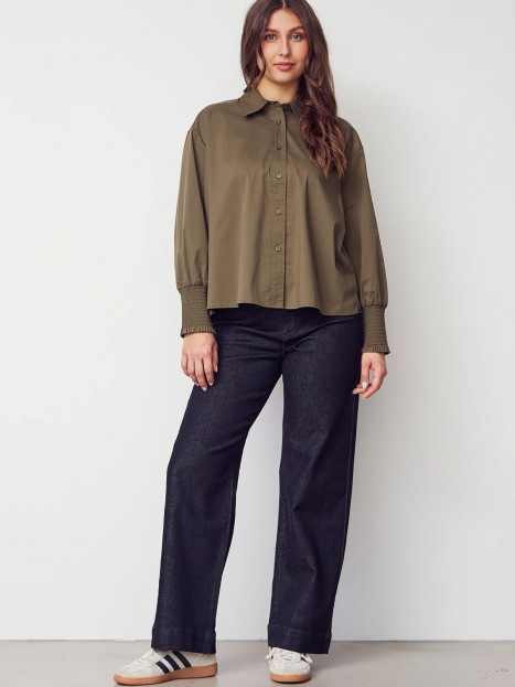 Bomullsskjorta Sigga Wide kakigrön från Isay