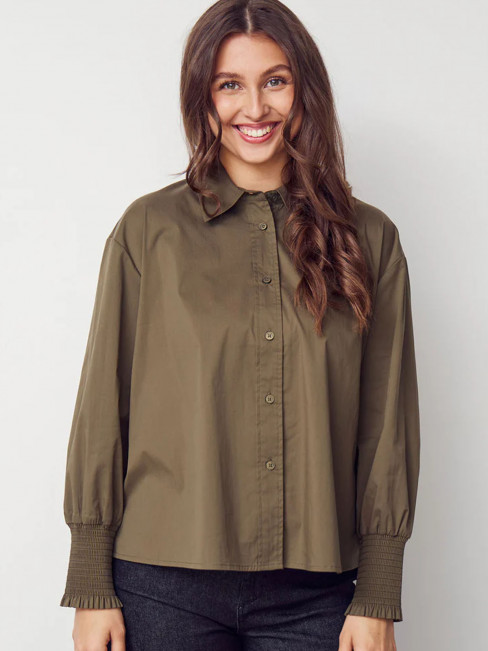 Bomullsskjorta Sigga Wide kakigrön från Isay 2