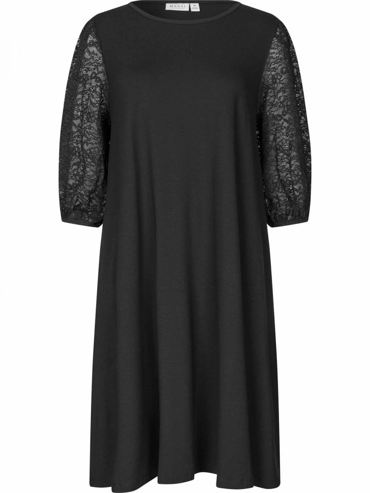 Trikåklänning Nyvora svart spets från Masai