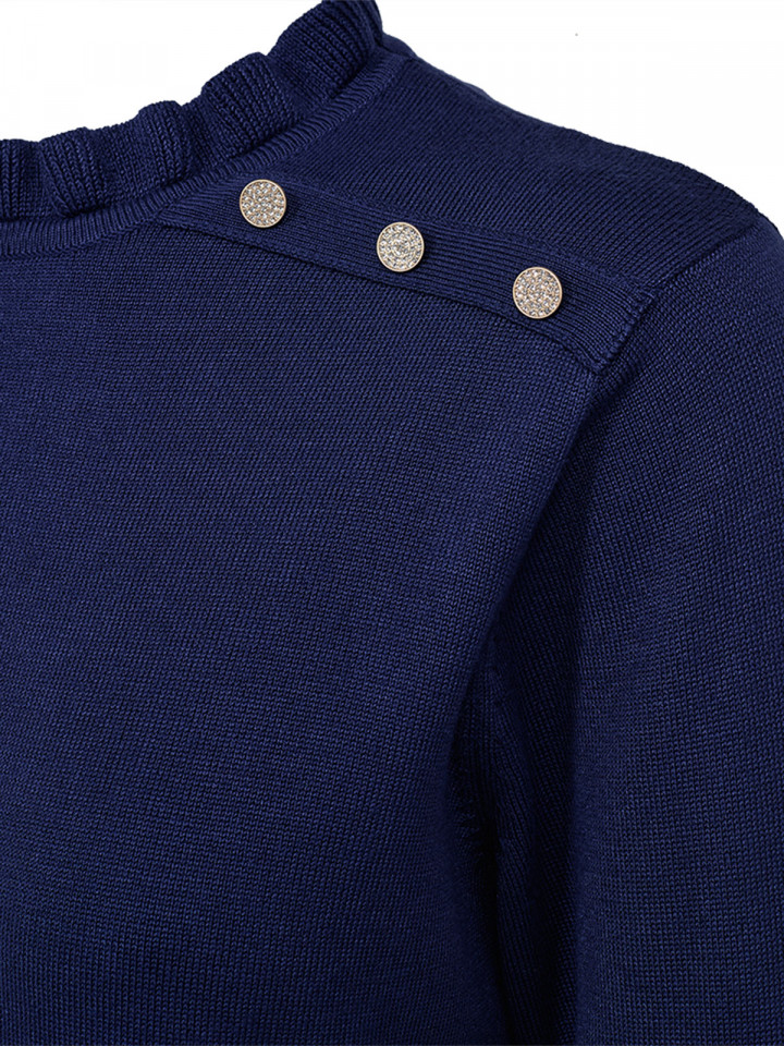 Finstickad klänning Katie blå från...