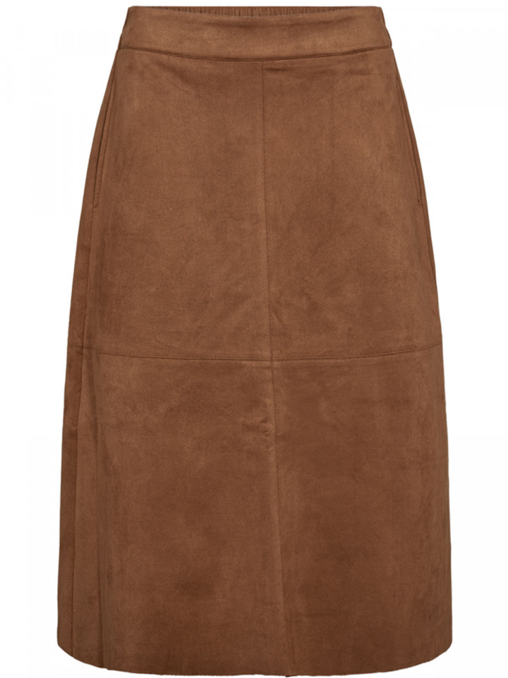 Kjol Noville i mockaimitation cognac från FreeQuent