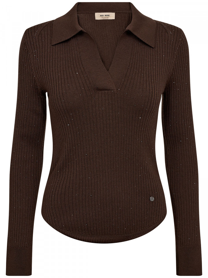 Finstickad tröja med krage och strass...