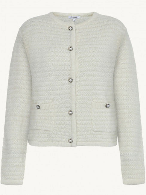 Kofta pärlknappar vit från Claire