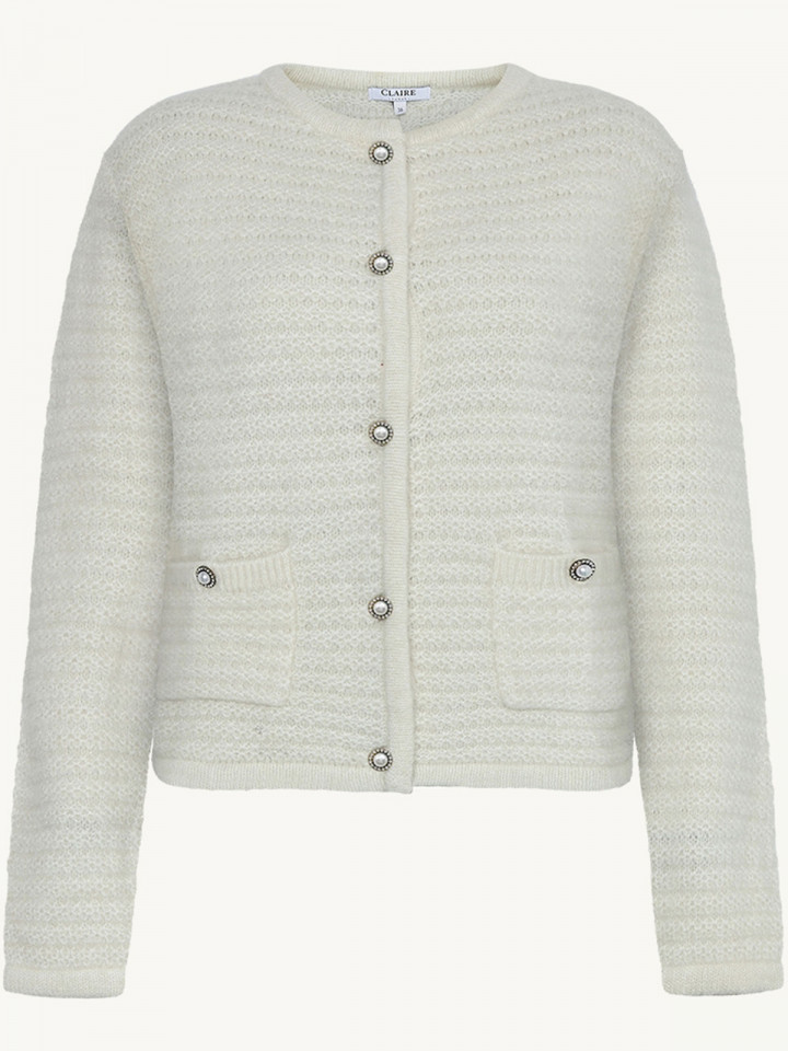 Kofta pärlknappar vit från Claire