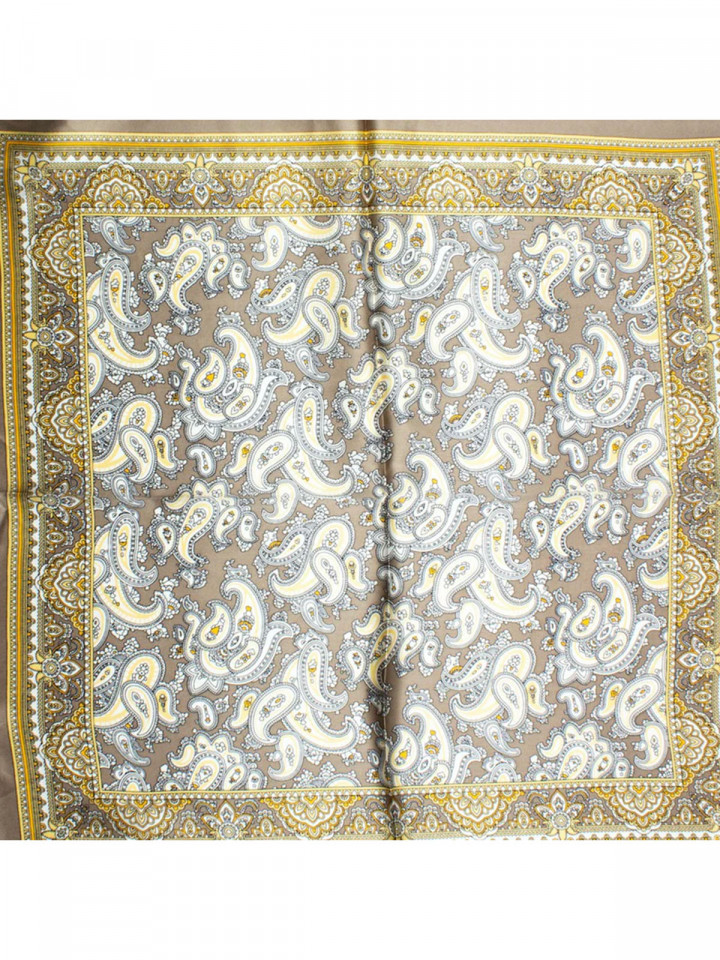 Sidenscarf khaki-guld paisley classic...