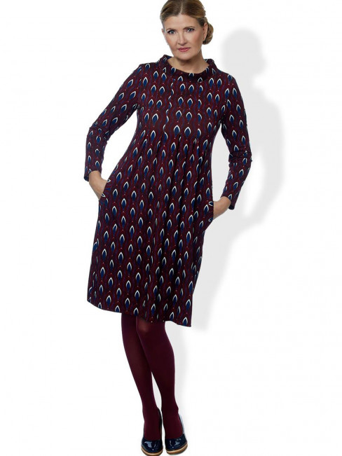 Trikåklänning Dualmina vinröd/marin från du Milde