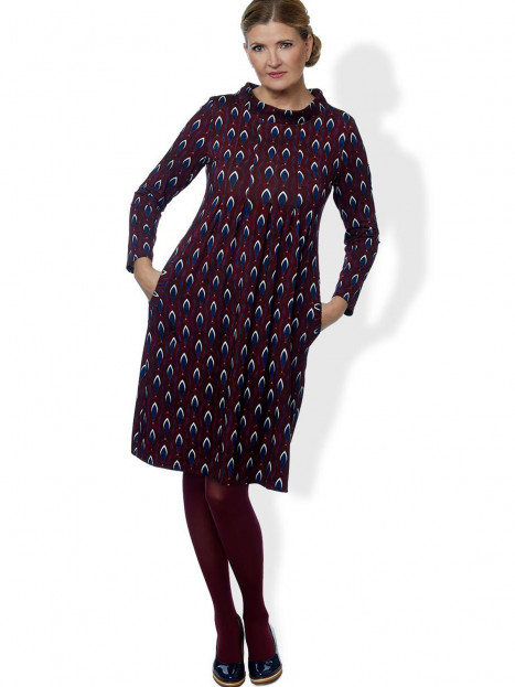 Trikåklänning Dualmina vinröd/marin från du Milde