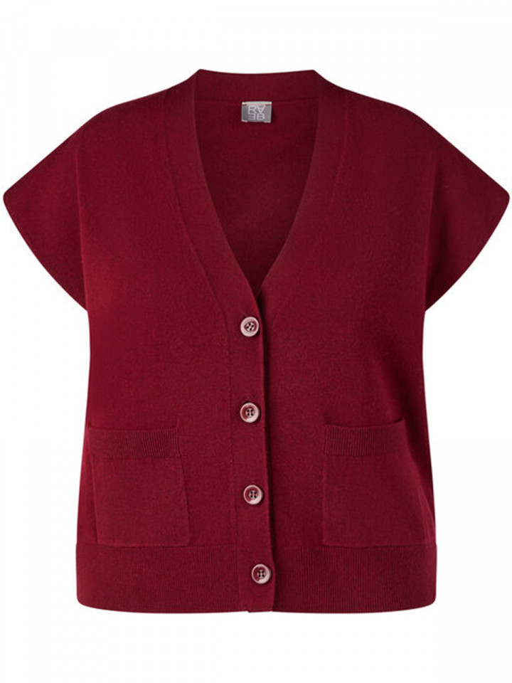 Finstickad väst vinröd från Rabe