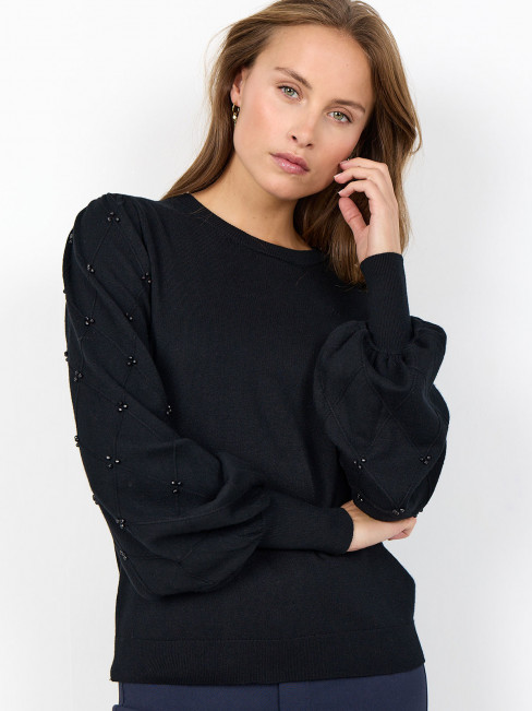 Finstickad tröja Dollie svarta pärlor från Soya Concept 2