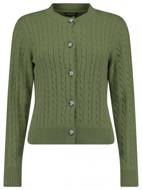 Kabelstickad kofta bomull grön från Bloomings