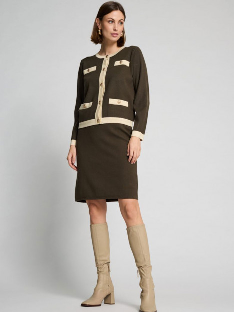 Finstickad kofta olive/creme från Micha