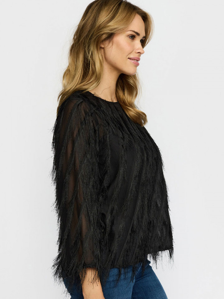 Festblus Pava med tunna fransar svart...