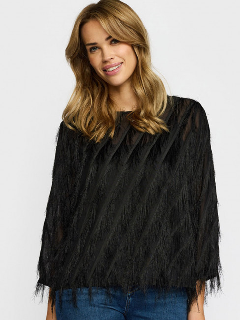 Festblus Pava med tunna fransar svart från 2-BIZ 2