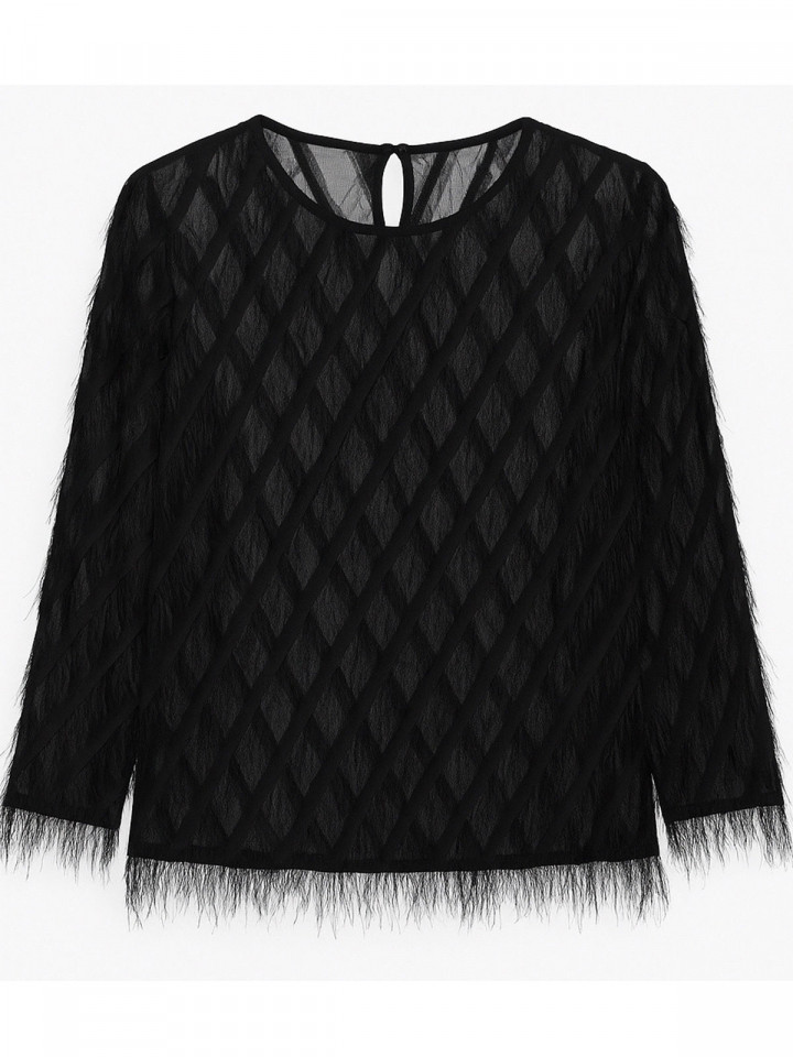 Festblus Pava med tunna fransar svart...