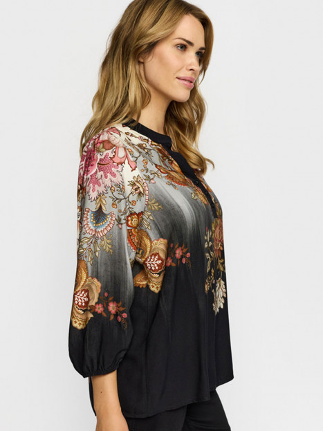 Viskosblus Rina svart multi från 2-BIZ