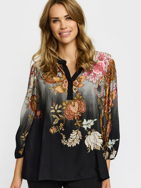 Viskosblus Rina svart multi från 2-BIZ