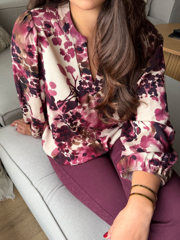 Viskosblus Suna vinröd från 2-BIZ