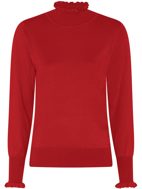 Finstickad polo röd från Micha