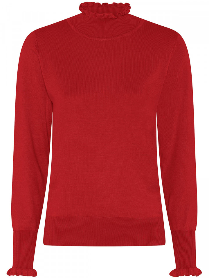 Finstickad polo röd från Micha