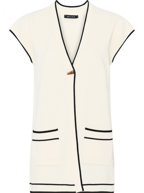 Lång finstickad väst cremevit från Micha