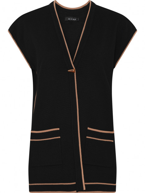Lång finstickad väst svart från Micha