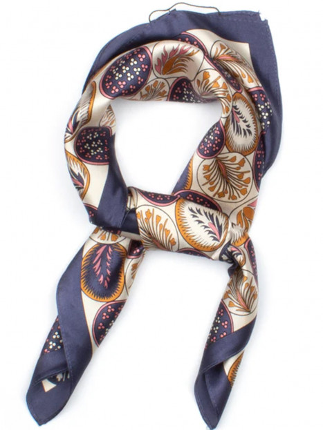 Sidenscarf marin, guld, rosa, creme från 7EAST